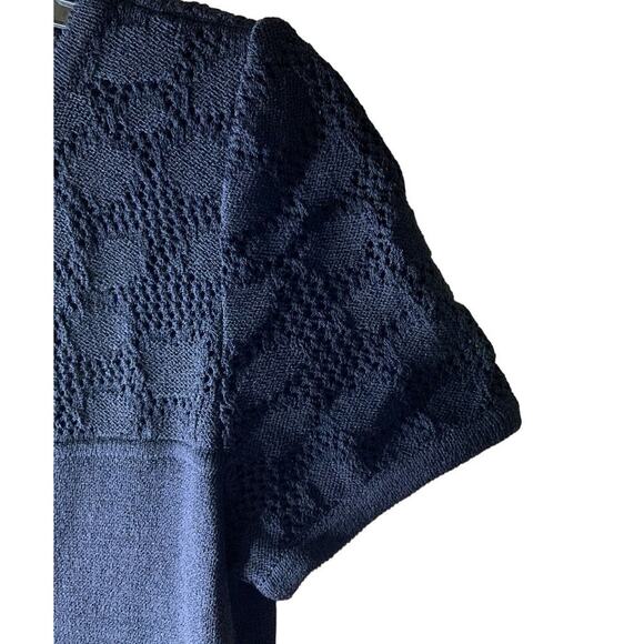 Vintage St. John Collection Black Knit Dress Size 2 Sheath Crochet Short Sleeve - Picture 7 of 10